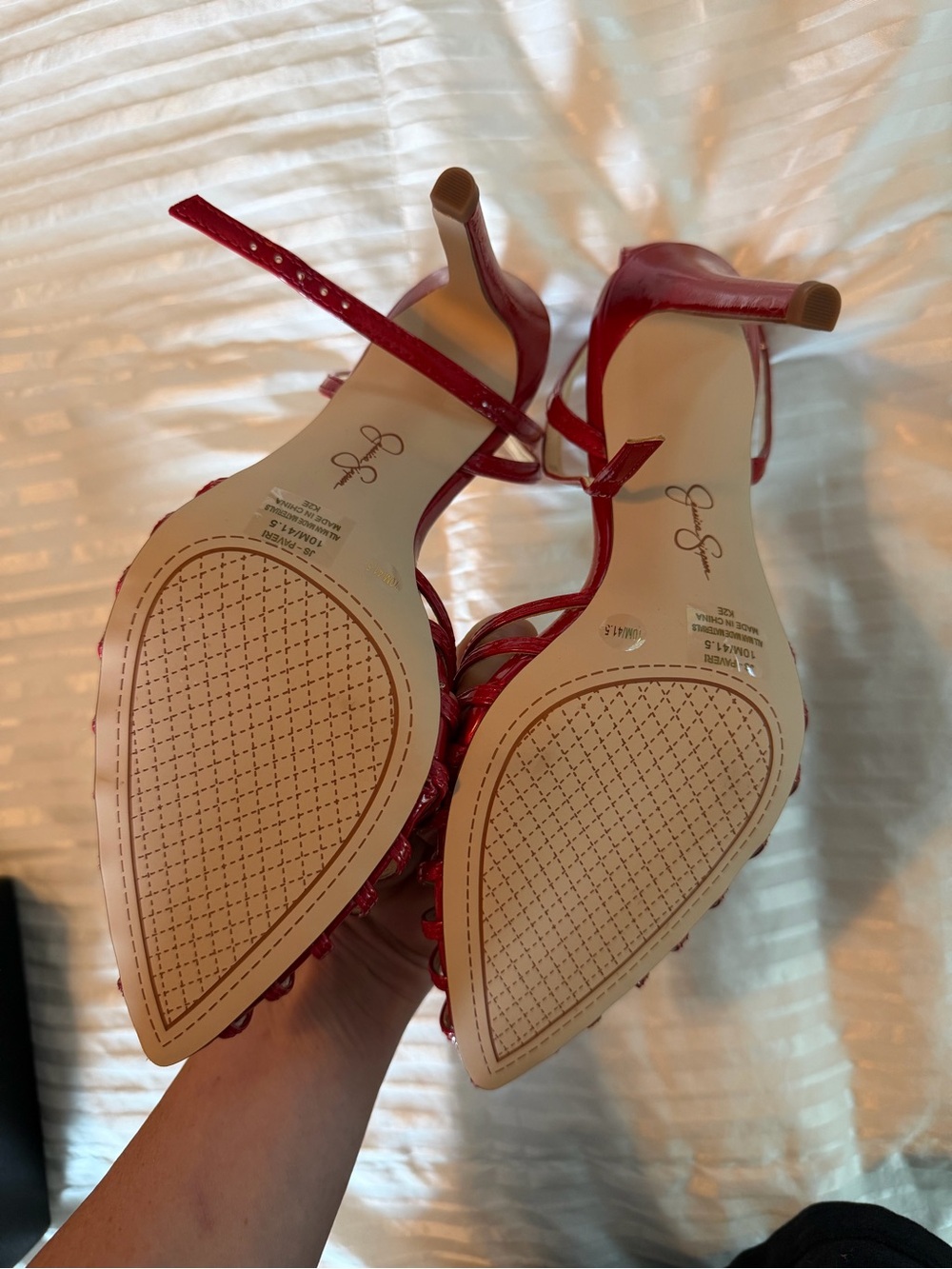 Jessica Simpson Red Patent Strappy Pointed Slingback Heels - Picture 2 of 3